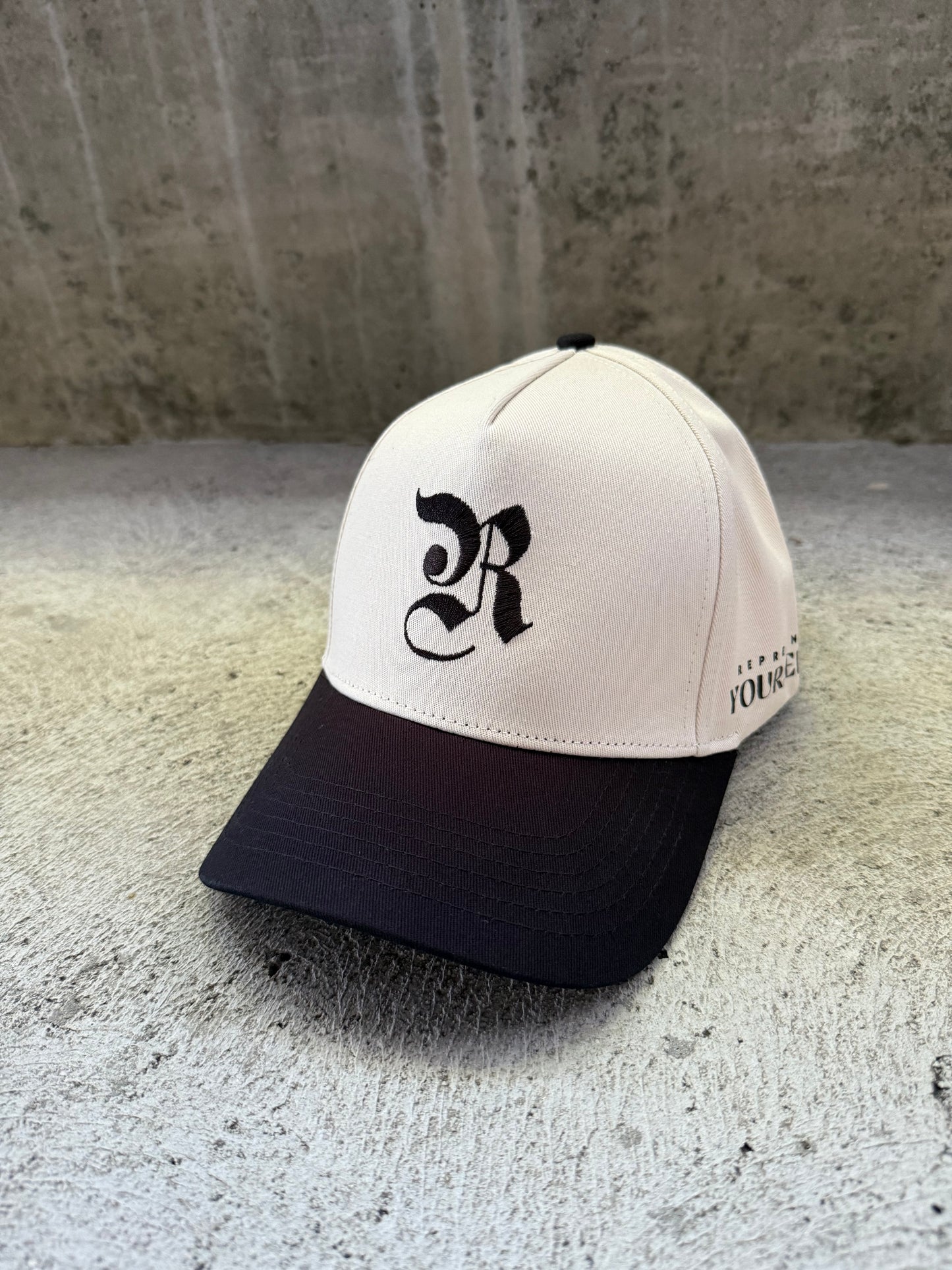 R Logo Hat – Off-White Black Brim (Limited Edition)
